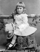 An 1884 picture of a young child in a dress